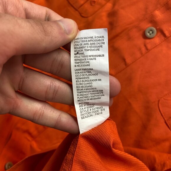 GH Bass & Co Explorer Men's Size XXL Orange Pocketed Fishing Shirt Long Sleeve. - Picture 7 of 12